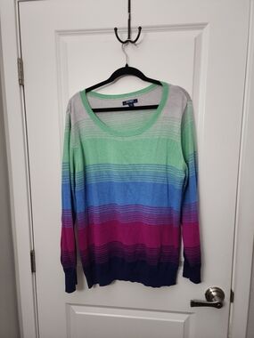 3/$25 Old Navy Striped Scoopneck Sweater in Green, Blue & Pink